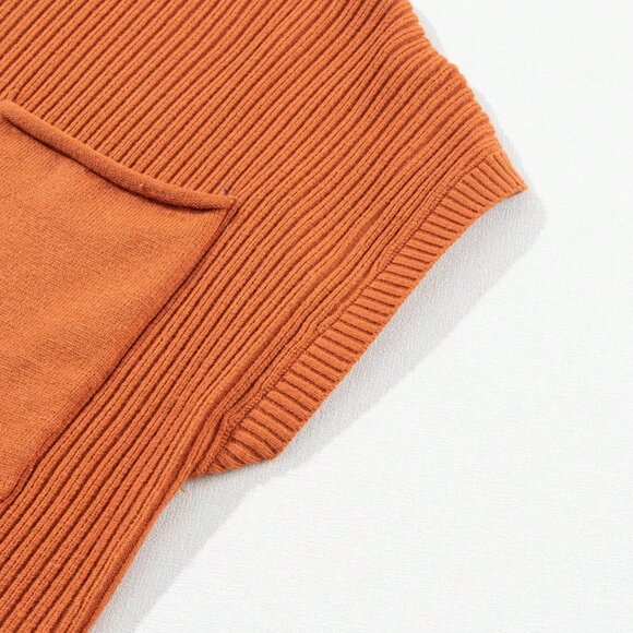Orange Casual Women's Minimalist Short Sleeve Knit Top - Picture 9 of 9